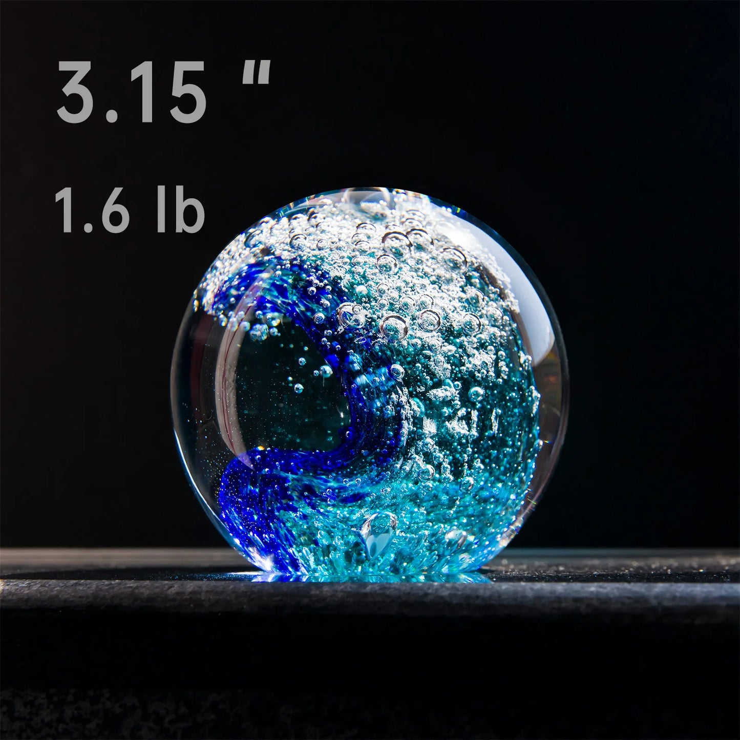 Ocean Wave Bubble Glass Sphere (Hand Blown) (Flat Base)