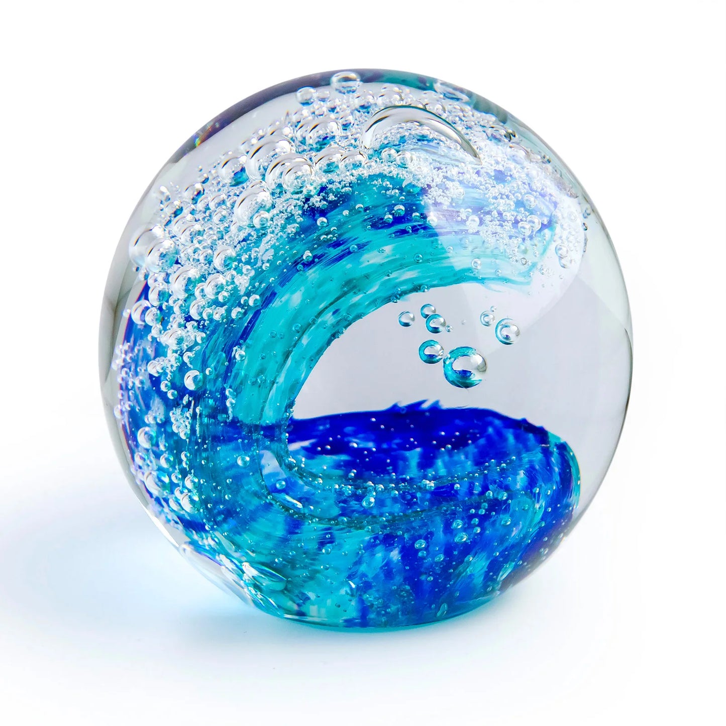 Ocean Wave Bubble Glass Sphere (Hand Blown) (Flat Base)